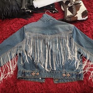 Fringe Rhinestone Jean Jacket
